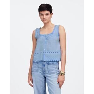 M197 NWT Embroidered Ruffle-Trim Top - MSRP $78 - Size XL‎